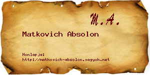 Matkovich Absolon névjegykártya